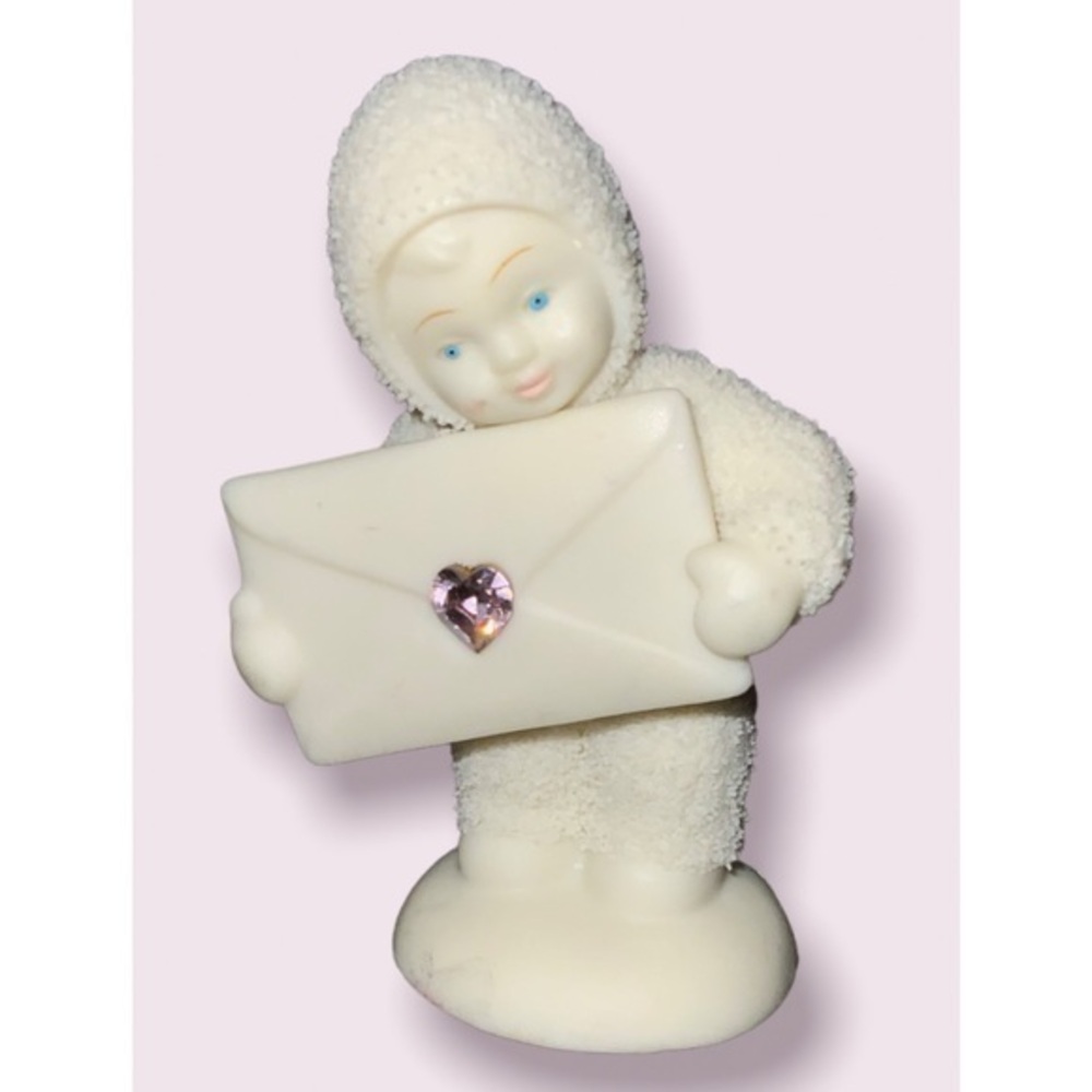 Department 56 Snowbabie With Letter Pink Heart Crystal Seal 3”